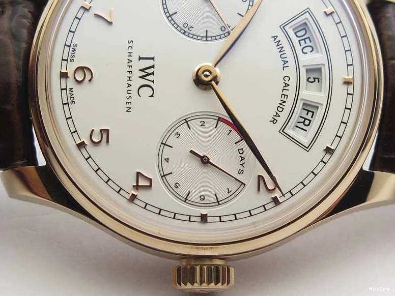 MIROTIME 0318 Portuguese Real PR Real Annual Calendar RG IW503504 YLF 1:1 Best Edition White Dial On Leather Strap A TimelessDesign 7242